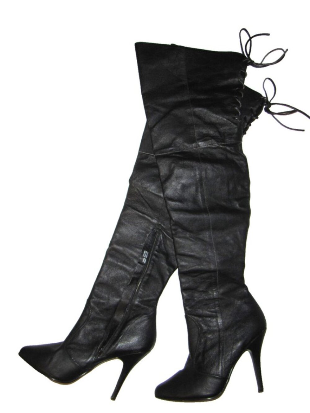 Black Leather Thigh Boots Overknees Size 10M Legend 8899 5" Heel - Picture 2 of 16